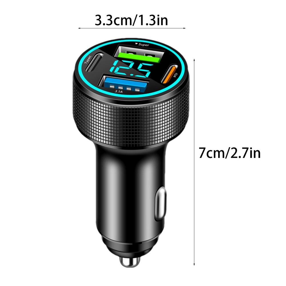 Car USB Charger Multi Port 4 Port Auto Charger Adapter PD QC LED Digital Display Fast Charging Car Phone Charger For SUV Sedan
