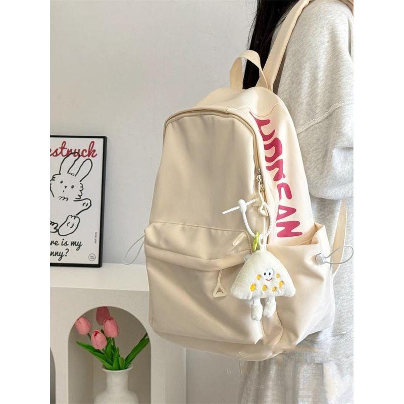 

JK Student Schoolbag Junior High School Girl Japan fashion Ins Preppy High School Student Large Capacity Travel Backpack Small Backpack Beige-large + cheese pendant