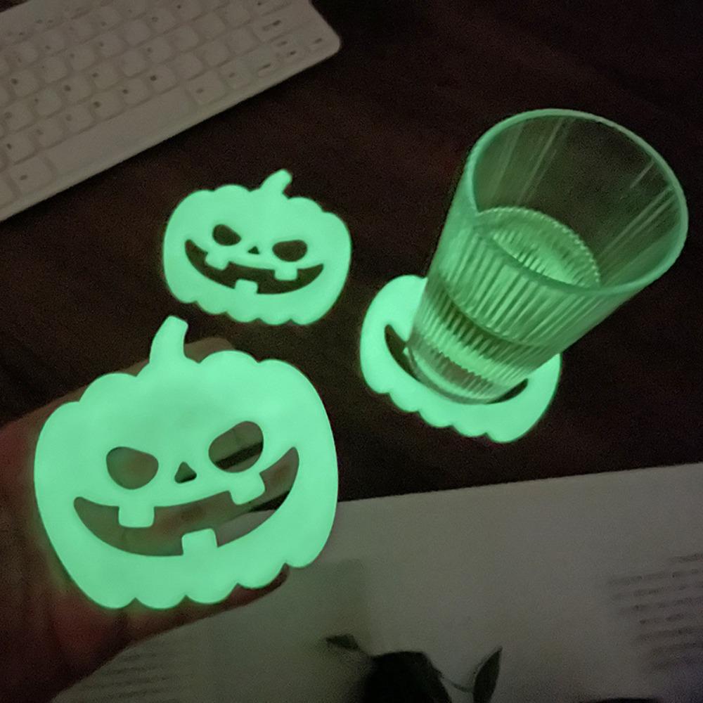 

5pcs/set Spooky Glow Dark Coaster White Mug Mat Convenient Cup Holder Party