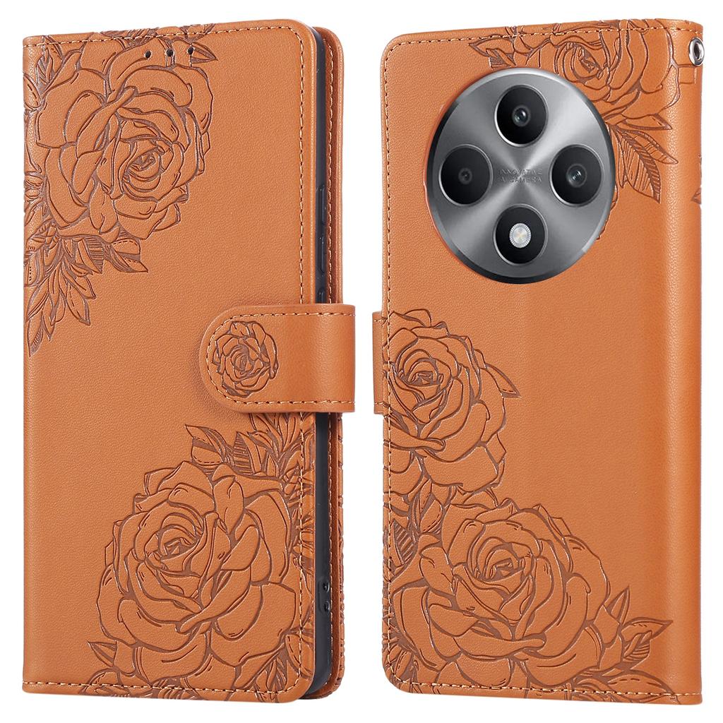 For Oppo Reno12 F 5G/4G Case Rose Flower PU Leather Wallet Phone Cover with 3 Card Slots