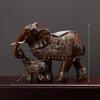 Elephant Resin Statue With Imitation Wood Finish For Office Decor Gifts And