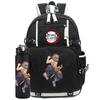 2Pcs/set Anime Demon Slayer Printed Backpack with 750Ml Water Bottler for Teenager Student Girl Boy Large Capacity Waterproof Bookbag Gift