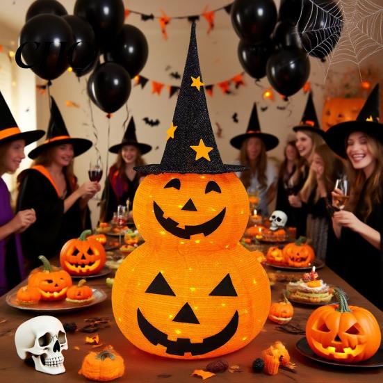 Decorative Pumpkin Light 3FT Halloween Collapsible Decoration Battery Operated Up Holiday Party Lantern Pop Jack-o-Lantern for Indoor Outdoor