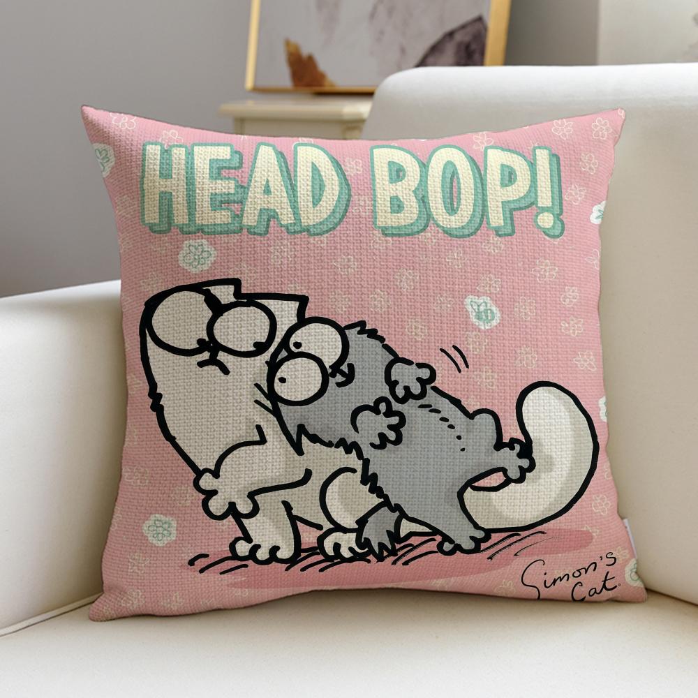 Funny SSimons CatS Cushion Cover Breathable and skinfriendly linen pillowcase square removable and washable cushion