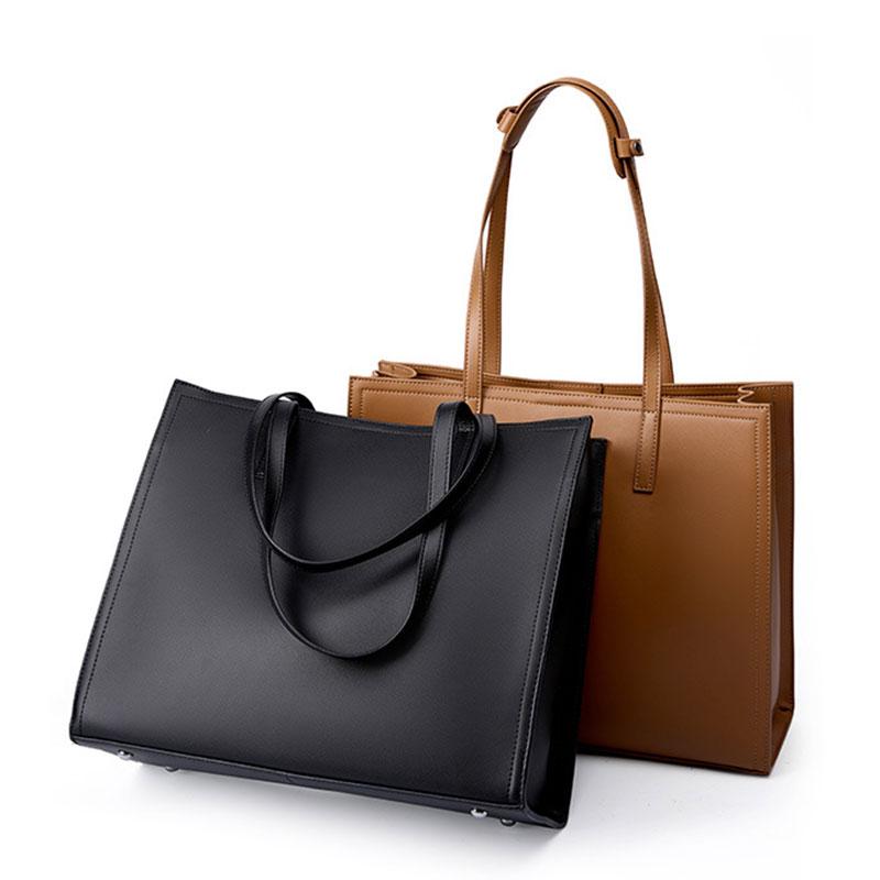 100% Cowhide Women's Tote Bag Luxury Designer Large Capacity Shoulder Bags Genuine Leather Business Duty Simple Female Handbags