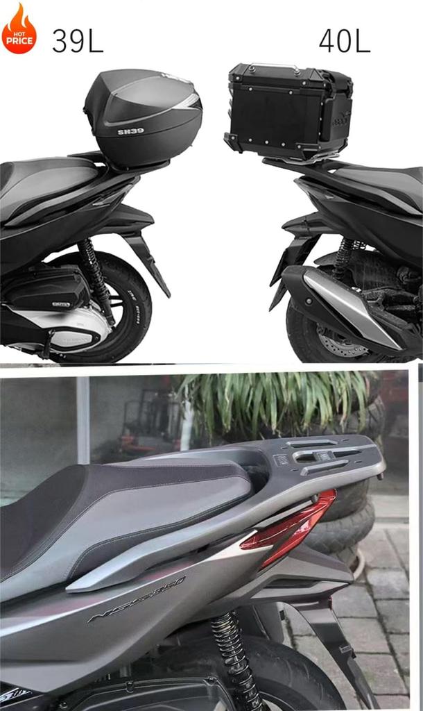 LumoLight Motorcycle Carrier, Motorcycle Luggage Rack, Forza 350 Extension Parts, Top Case Carrier (Silver)