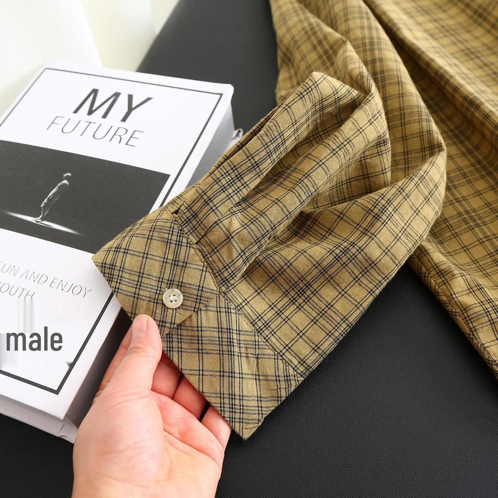 Women's Plaid Cotton Long-Sleeve Top - Slimming & Age-Reducing, Spring/Autumn Collection 2026