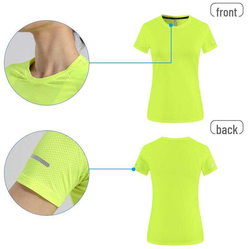 Unisex Quick-Dry Mesh Running T-Shirt with Reflective Design