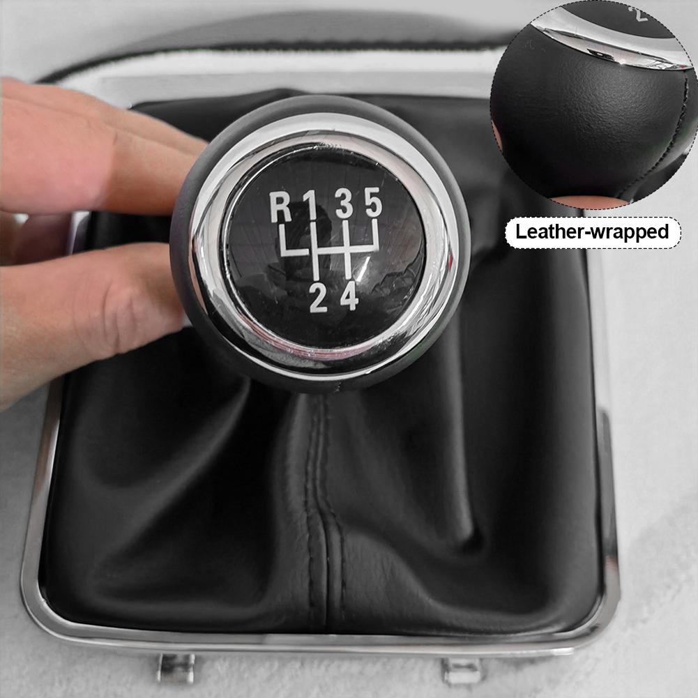 For VW Passat B6 2005-2010 Car Gear Shift Knob Lever With PU Leather Boot Cover Collar Case 5/6 Speed Car Stying Accessories