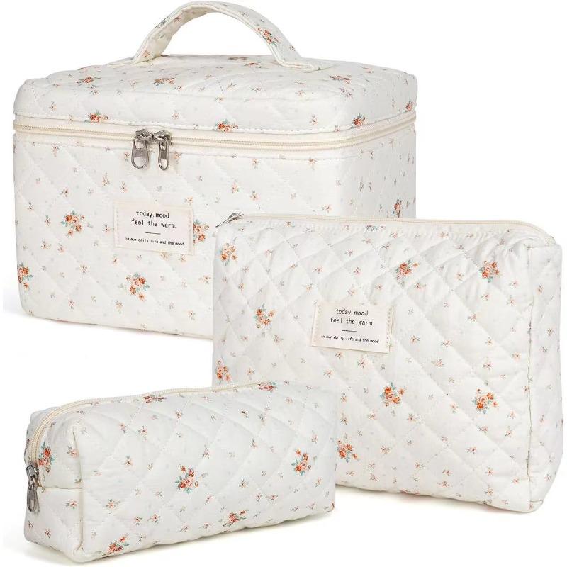 Large Capacity Travel Cosmetic Bag Portable Polyester Cotton Toiletry Bag Multifunctional Storage Pouch for Makeup Toiletries Business Trip