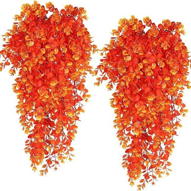 2Pcs Artificial Plants Black Vines UV-Resistant Protection Hanging Fake Plants Outdoor Indoor Home Garden Halloween Decoration