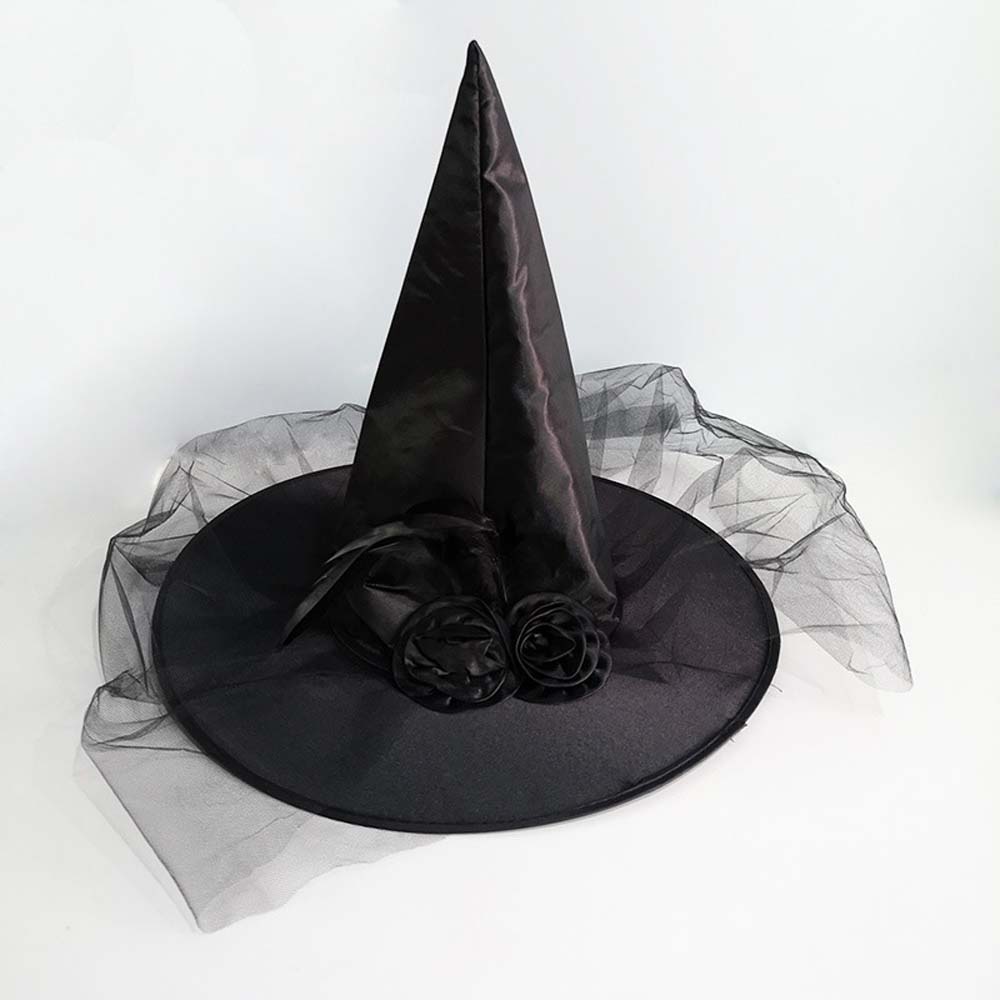

Props Funny Feather Sharp Corner Rose Flower Children Cloth Pumpkin Cap Ruched Witch Hat Wizard Hat
