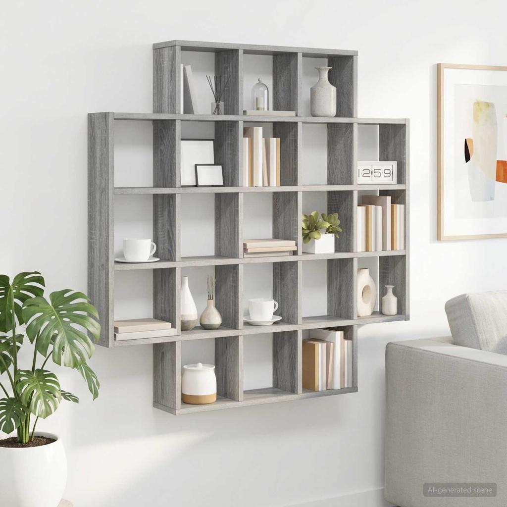 Wall Shelf Sonoma Grey 100 x 13 x 100 cm Engineered Wood