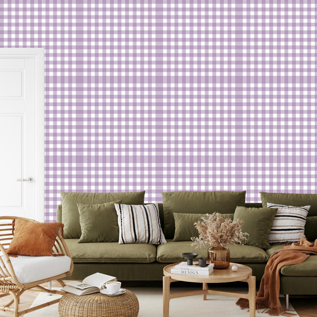 Wallpaper Fabric Pattern Light Gray and Purple 50x1000