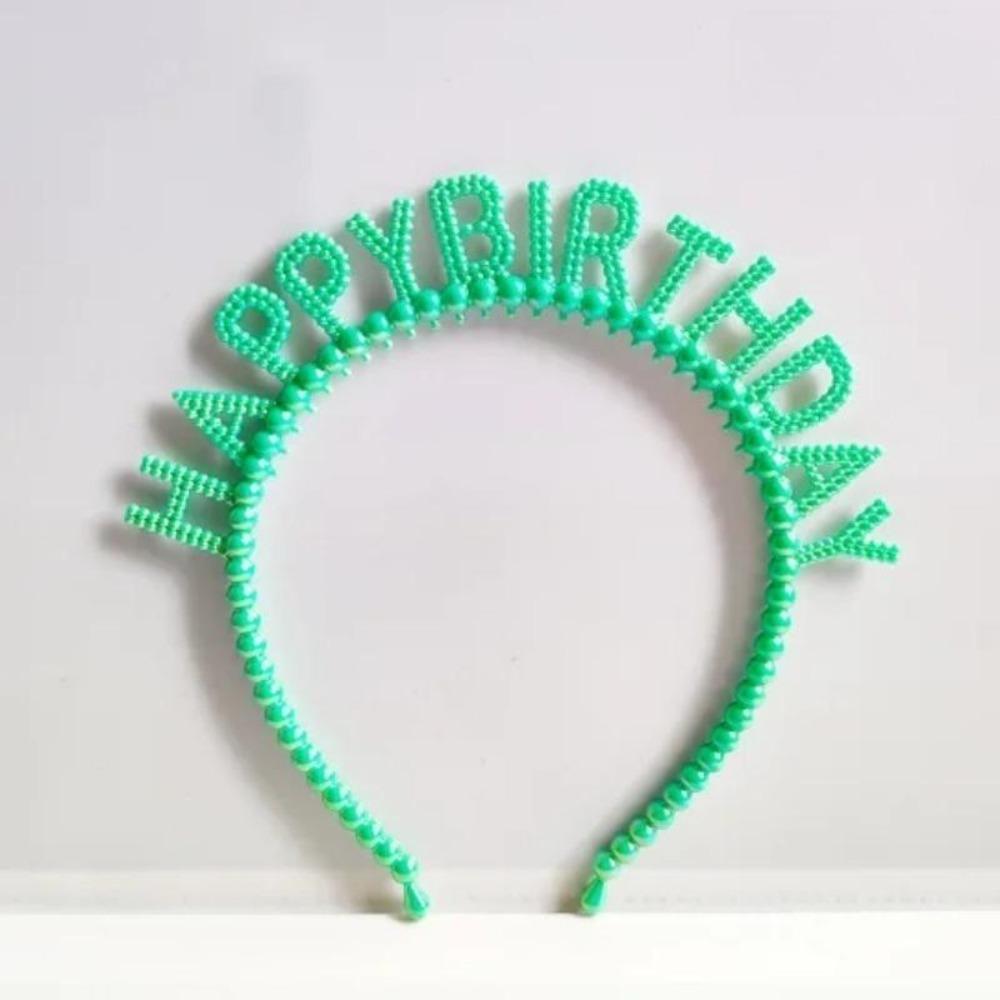 New Pearl Hair Band Happy Birthday English Letter Headband Children's Birthday Party Jewelry Gift Hair Accessories for Girls