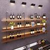 Industrial Wall-Mounted Luminous Shelves: Retro Bookshelf & Wine Rack for Restaurants or Bars