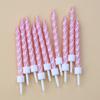 New 10-pack Threaded Birthday Candles White Pink Suction Card Pearlescent Spiral Romantic Party Candles