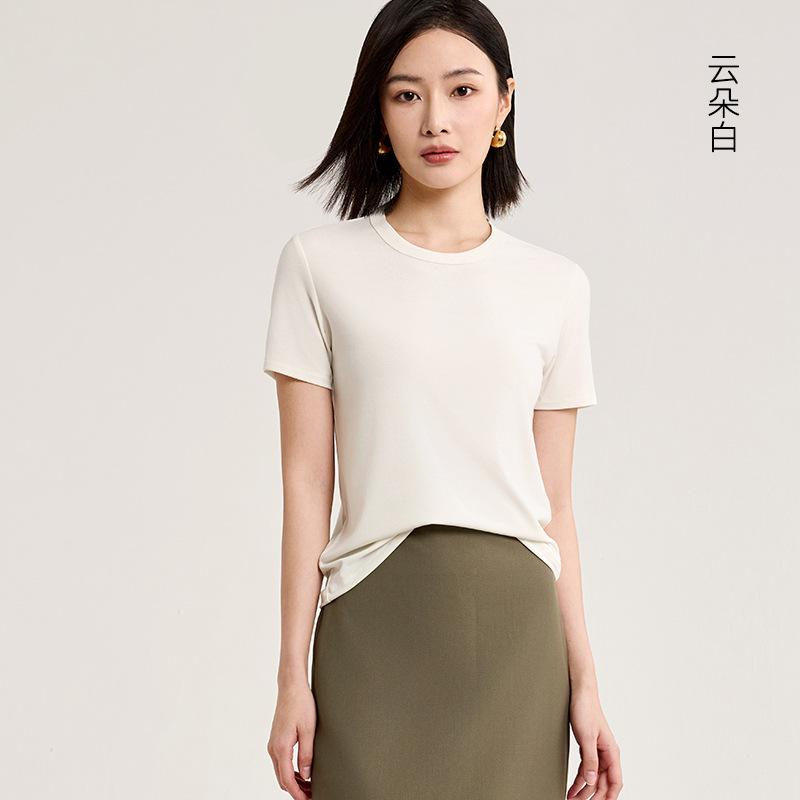 Tencel wool short-sleeved top is popular in women's summer, cool and bacteriostatic, with a small flying sleeve T-shirt inside.