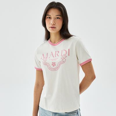 [mardimercredi] Classique Slim Ringer T-Shirt In Cream Indian Pink