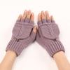 New Short Woolen Fingerless Gloves with Flip-top Fringes for Autumn and Winter Warm and Fashionable Knitted Half Finger Sleeves for Women