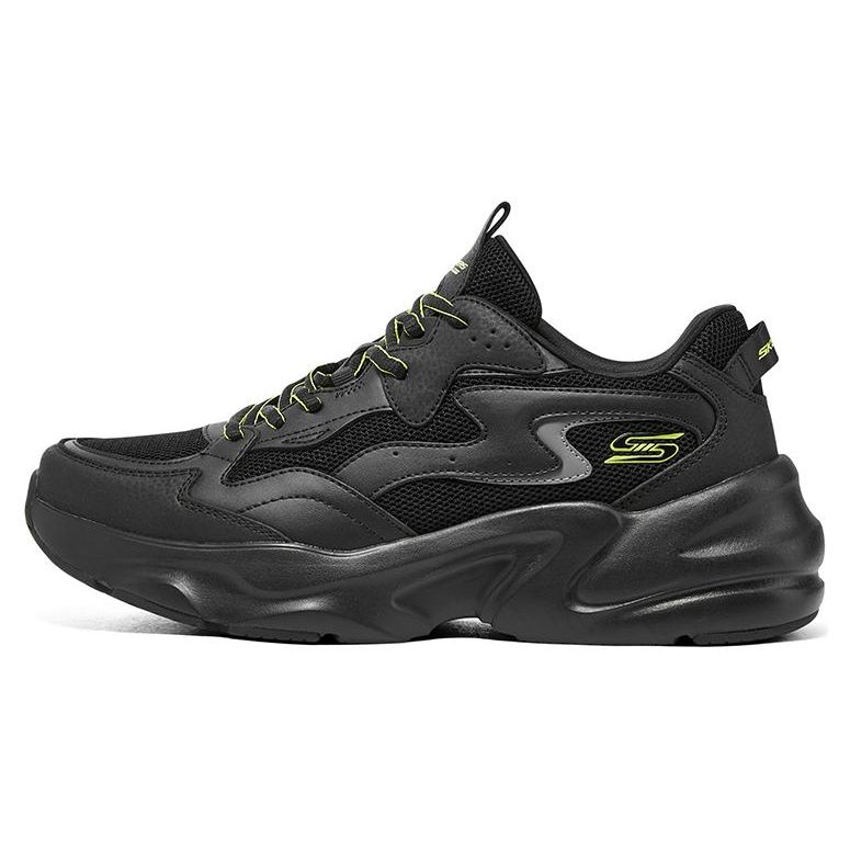 Skechers D lites Men Black Low Top Dad Shoes Mesh Breathable Cushioning 118323-BBK 41.5