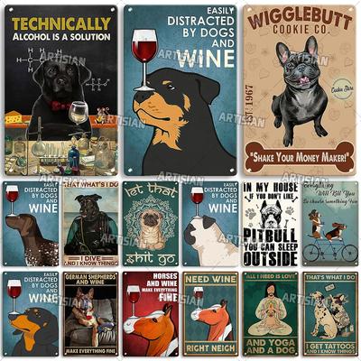 Artisian Dog Retro Metal Plate Pet Tin Poster Funny Decorative Plaque Wall Decor Garage Bar Pub Club Hotel Kitchen Home Man Cave