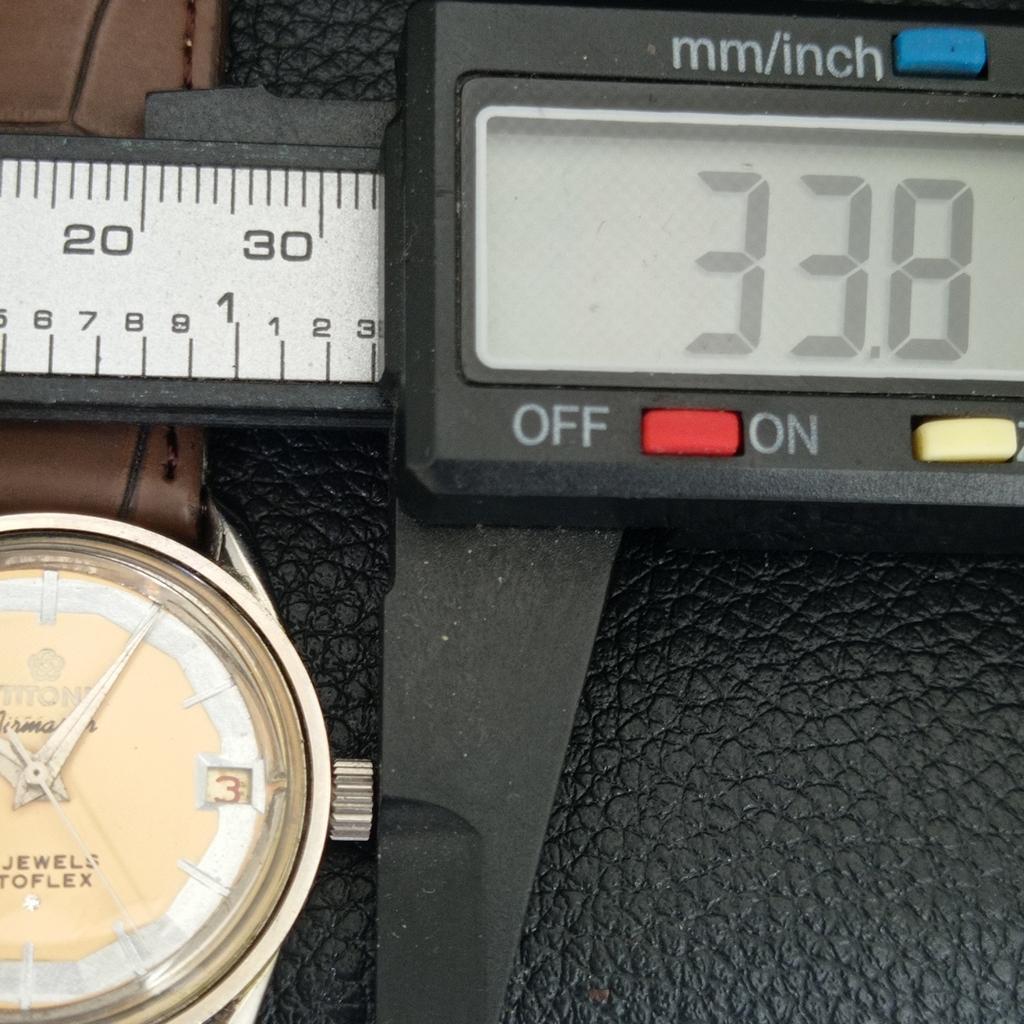 TITONI AIRMASTER TITOFLEX VINTAGE HAND-WINDING SWISS MENS BEIGE WATCH a705144-1