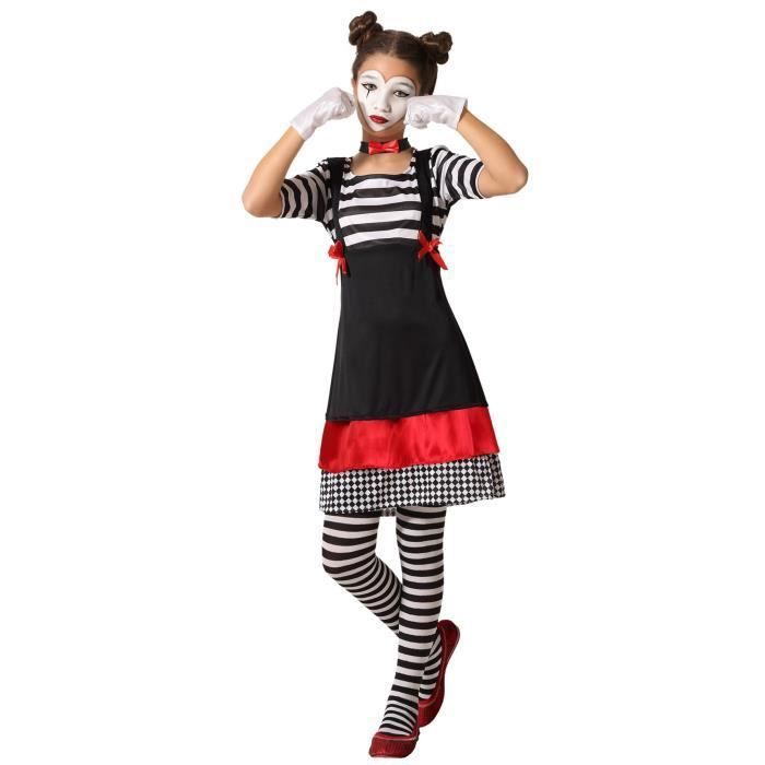 Déguisement Mime Rayures pour fille - ANGEL TOMAS, SA - 5 ans - Noir