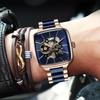 Square Automatic Mens Watches Waterproof Business Stainless Steel Sport Mens Watches Top Brand Mechanical Tourbillon Wrist Watch Gifts for Men