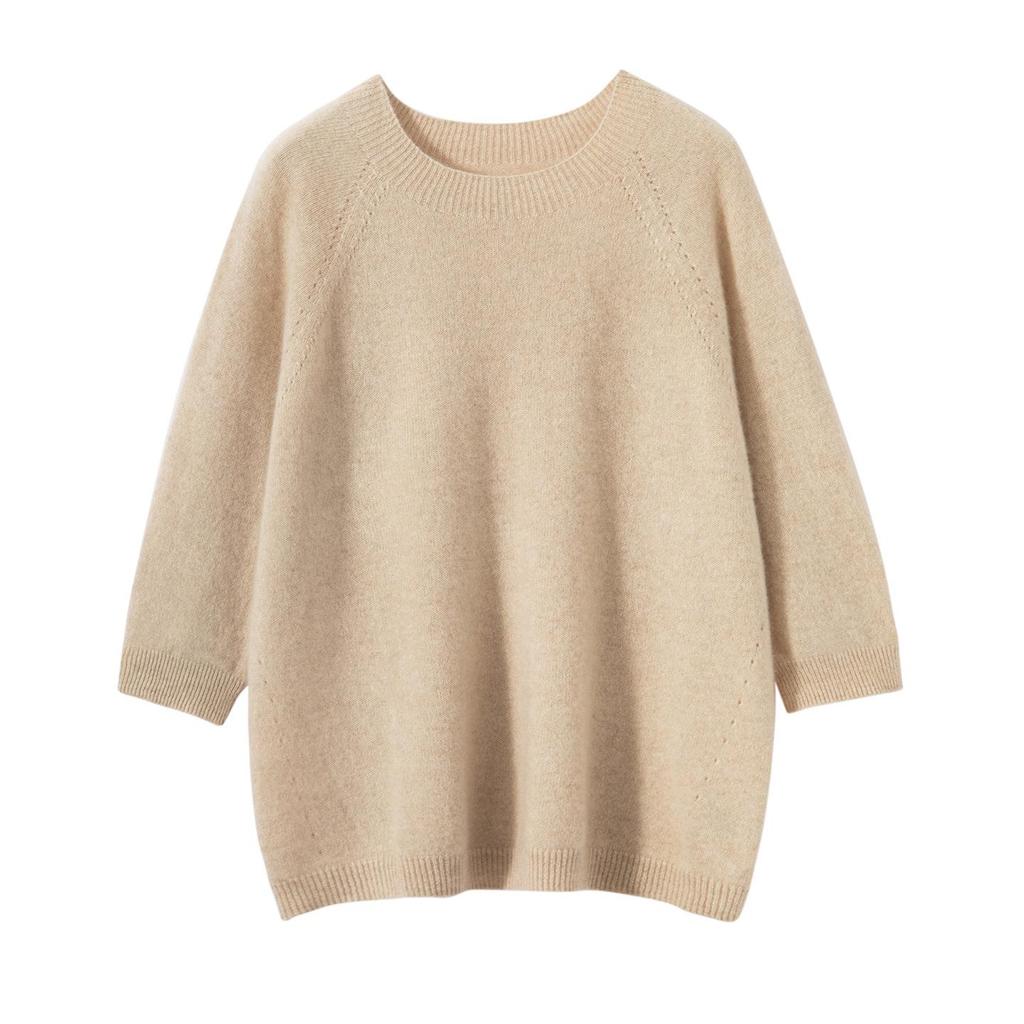 Cashmere Knit Five-Sleeve Women's Round Neck Short Sleeve Vest