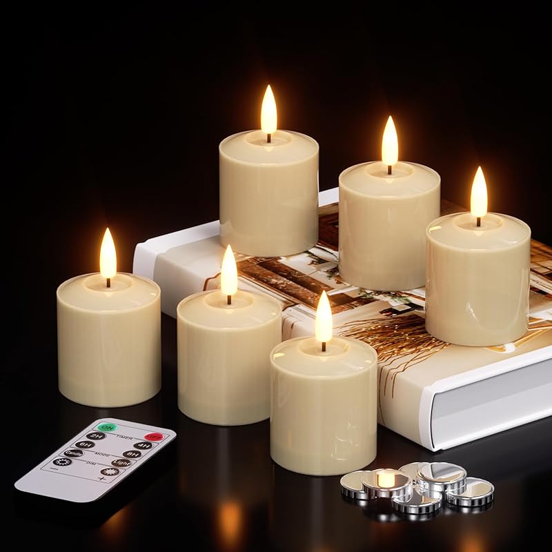 Rechargeable Tea Lights Candles with Remote Timer, 12 Pcs Tea Lights Candles Battery Operated with Charging Base, LED Flameless Candles Table