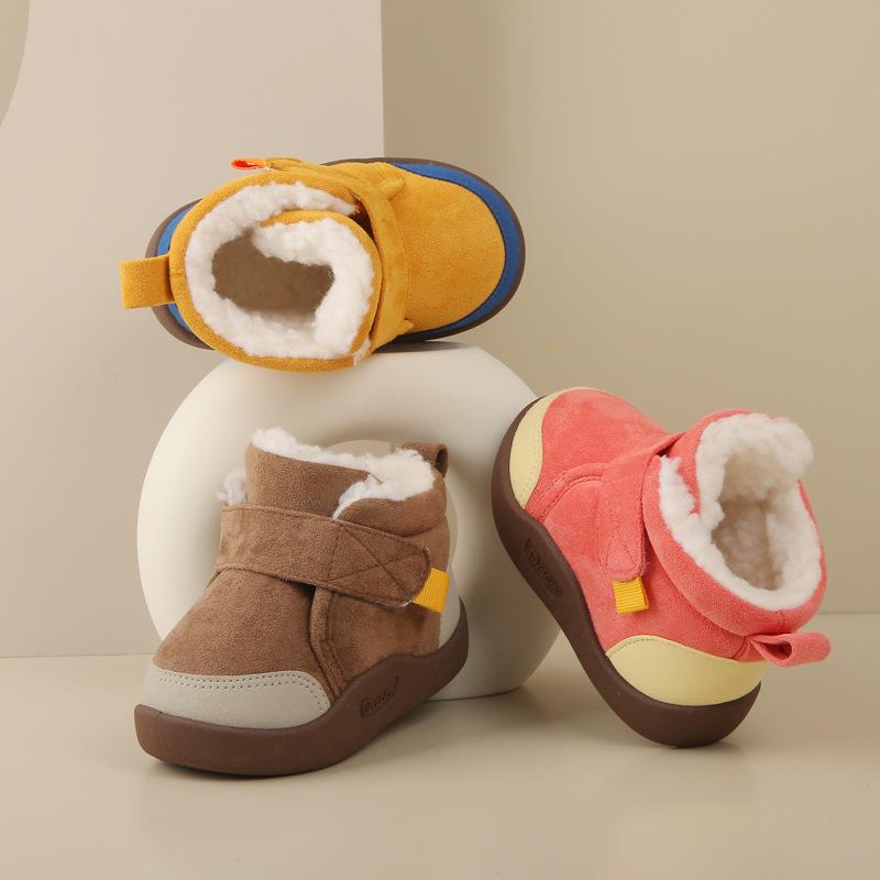 Velvet-Lined Winter Snow Boots for Infants, Soft Sole Non-Slip Shoes for Ages 1-4