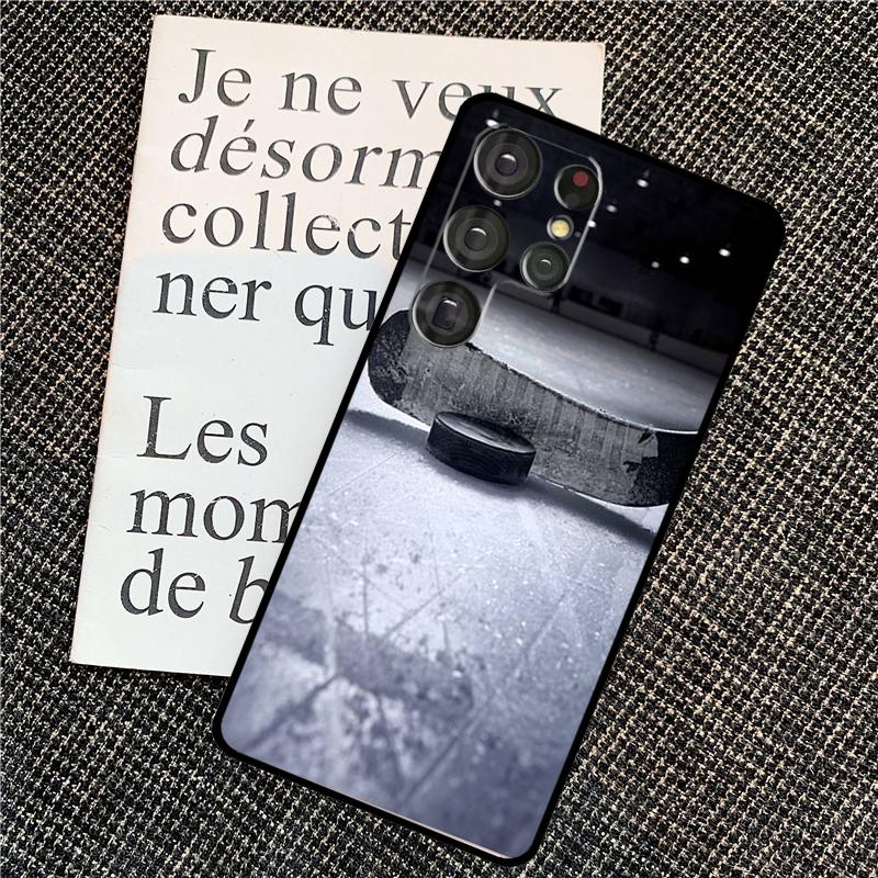 Hockey Stick and Puck Case For Samsung Galaxy S21 S22 S23 S24 Ultra Note 20 Note 10 S8 S9 S10 Plus S20 FE Cover