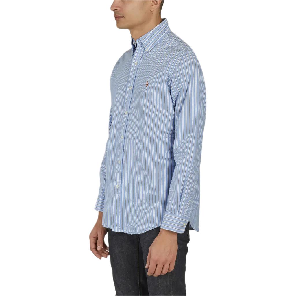 Polo Ralph Lauren FW23 Striped Button-Down Collar Long Sleeve Shirt Men shirts Blue 710928918-001