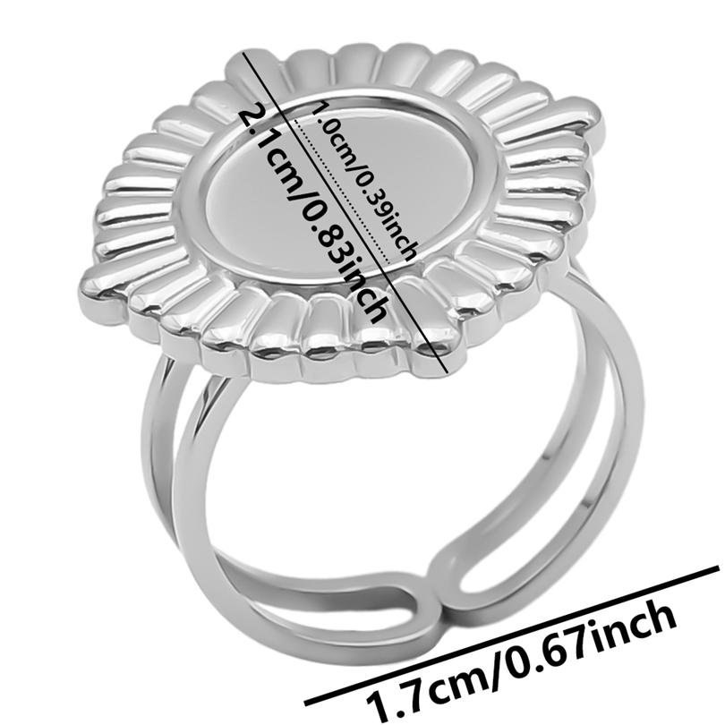 Fashion DIY Drip Oil Rhinestone Round Oval Water Droplets Blank Settings Open Adjustable Stainless Steel Ring For Women Men Gift