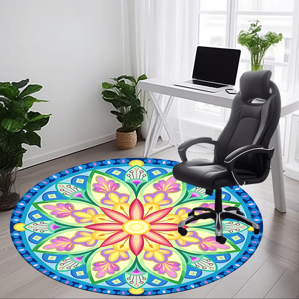1pc Mandala Artwork Chair Carpet for Office, Non Slip, Soft and Durable Office Rug for Interior Decoration