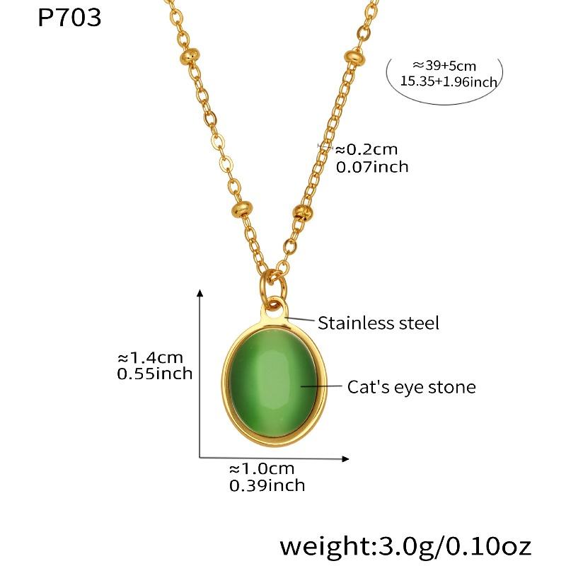 

Palace style retrofashion niche stylesense of design cat s eye stone pendant clavicle chain titanium steel necklace