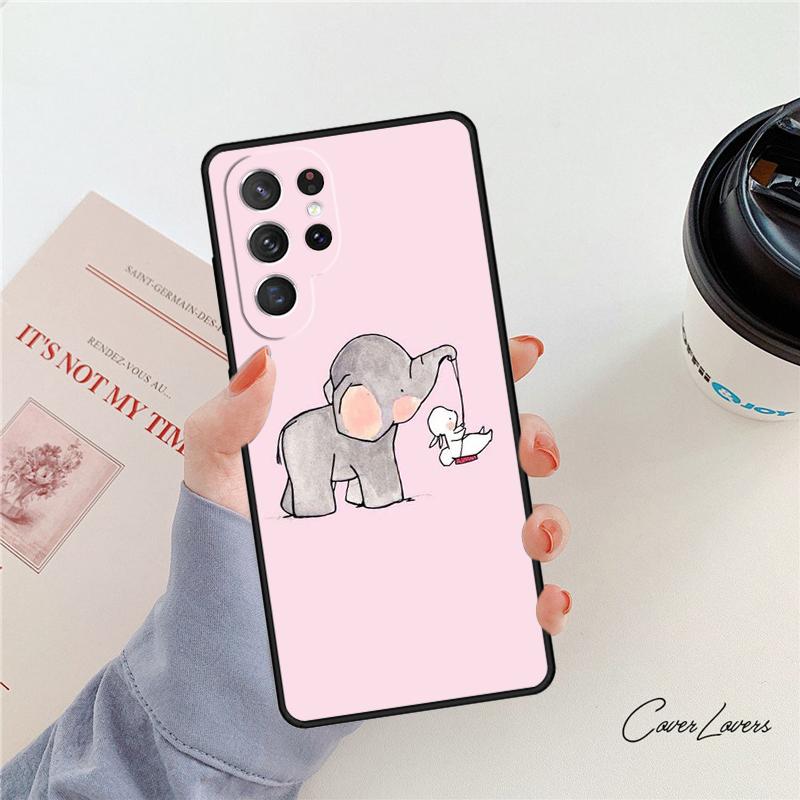 Cute Baby Elephant phone case For Samsung Galaxy S24 S25 S23 S22 Ultra Note 10 20 Plus S20 S21 FE Cover