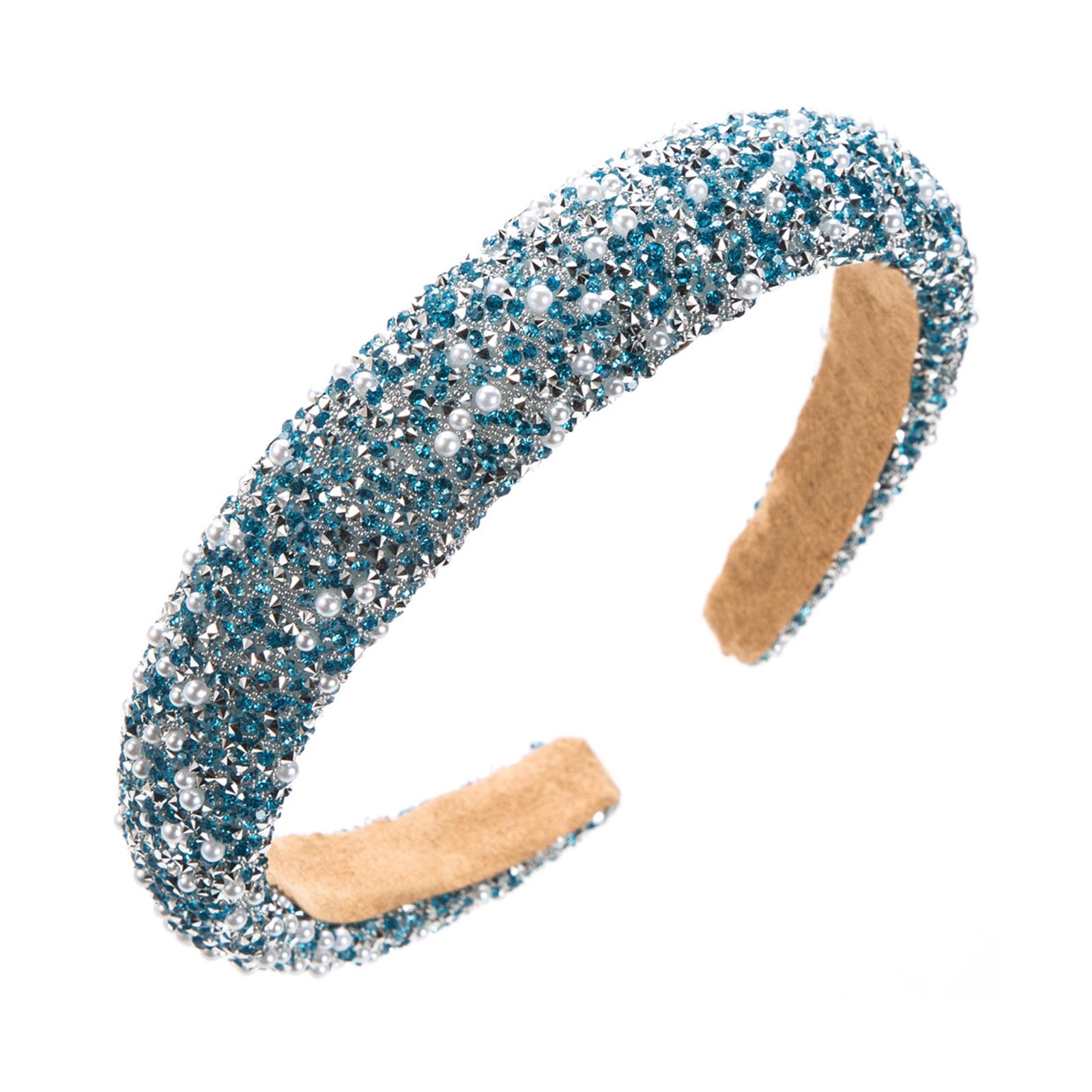 

Женский блестящий ободок со стразами, жемчужная повязка для волос для невесты, свадьбы и повседневных модных аксессуаров синий