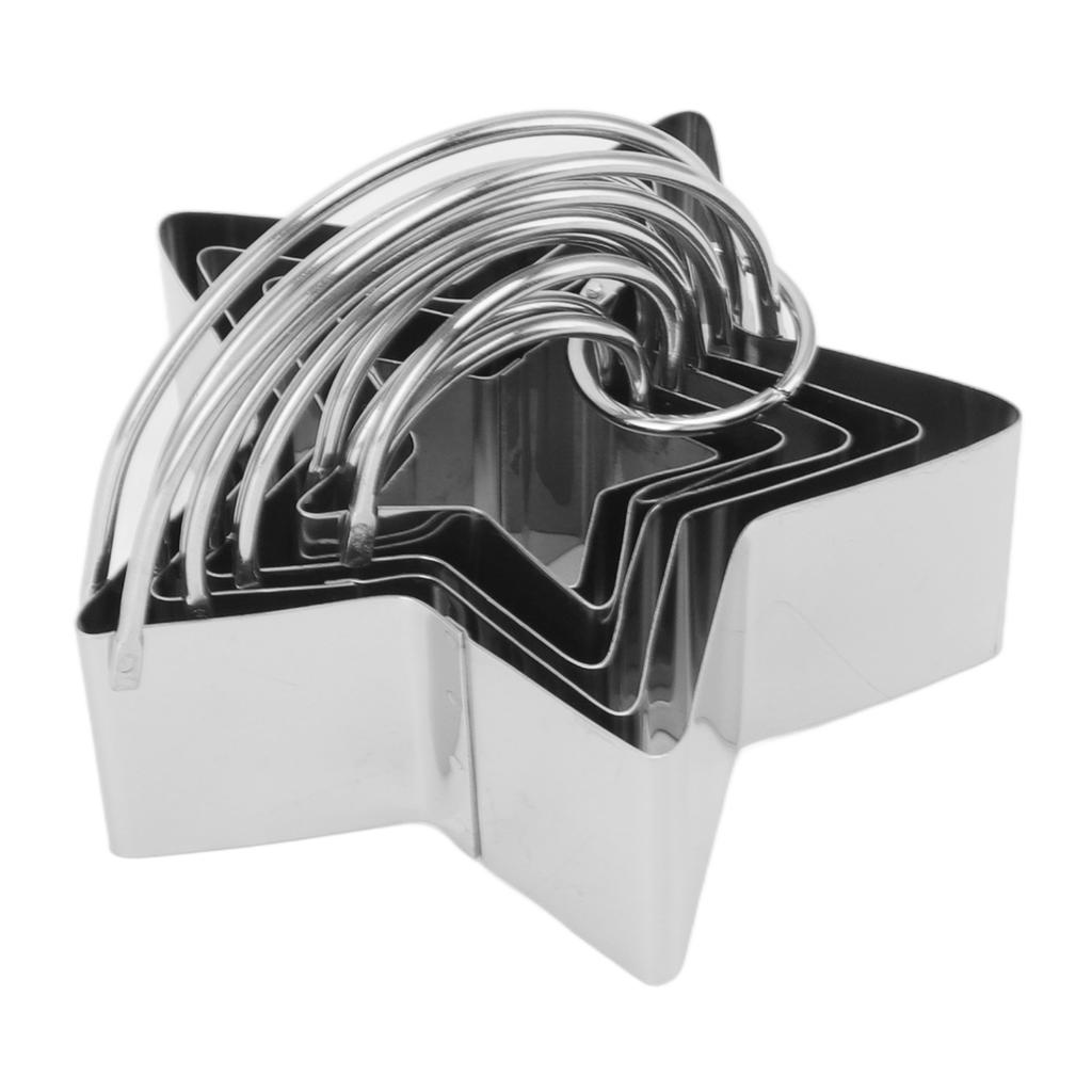 5PCS Cookie Cutter Set Stainless Steel Stars Shaped Biscuit Cutter Molds for Home Cake Kitchen