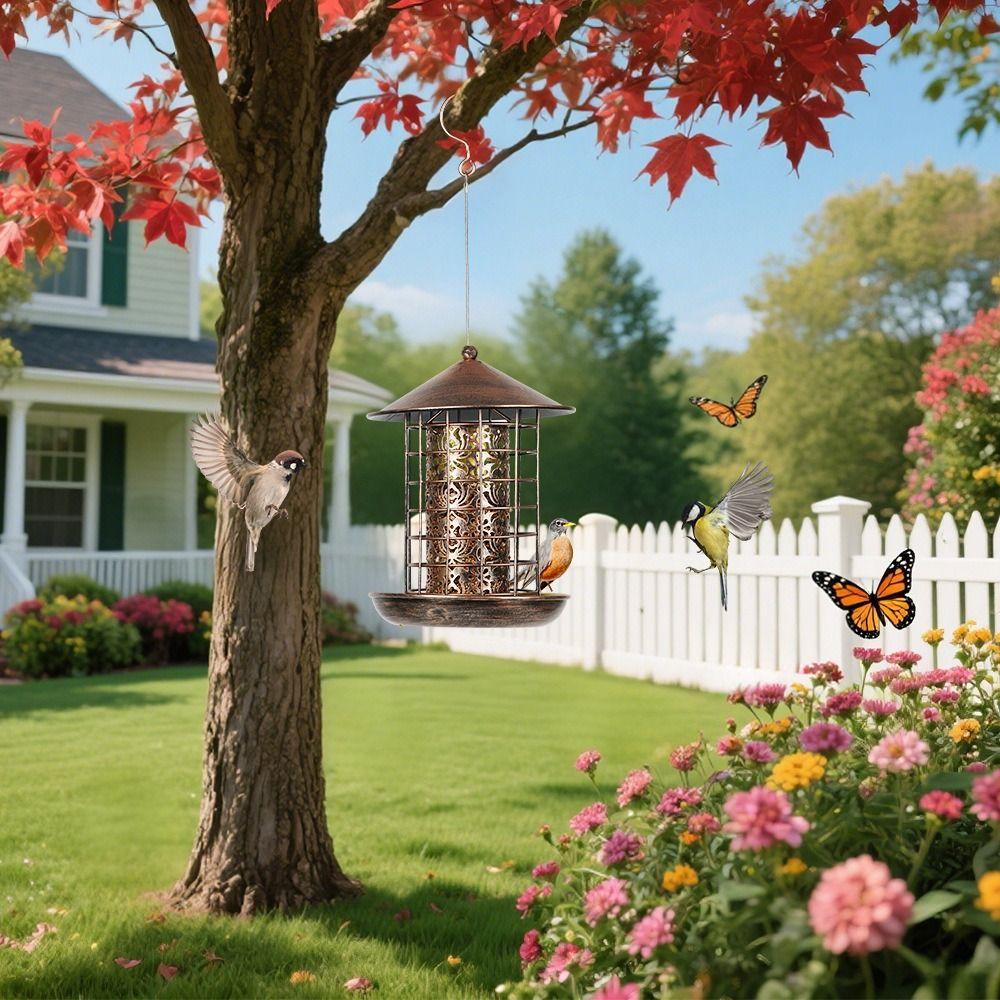 Heavy Duty Garden Bird Feeder Large Capacity Bird Food Bowl Birdhouse Parrot Feeding Station Patio