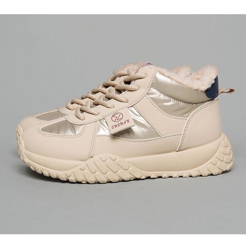 Winter Women Lace Up High Top Sneakers Woman Fashion Comfortable Warm Plush Waterproof Thick Bottom Snow Boots