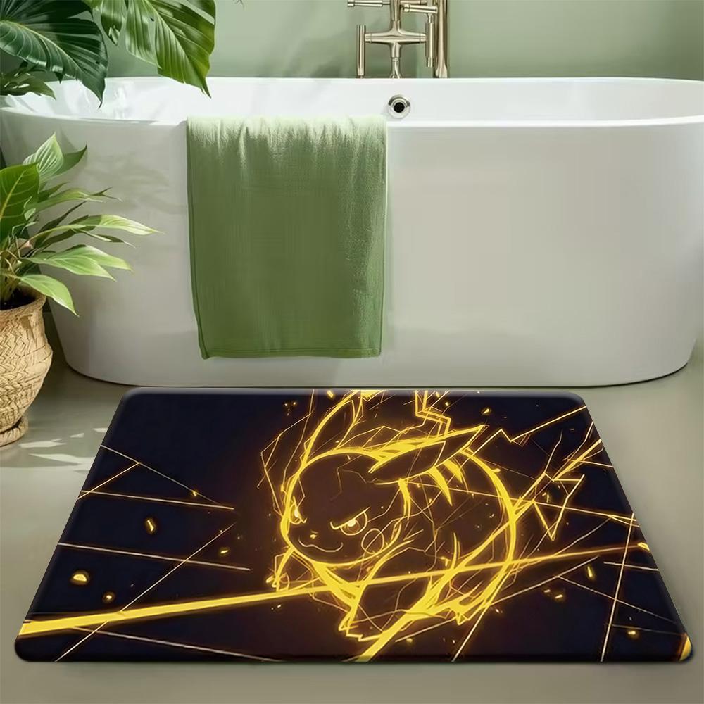 Pixel Style Pokemon Pikachu and Starters Print Non-Slip Doormat for Home Indoor Decor 40x60cm