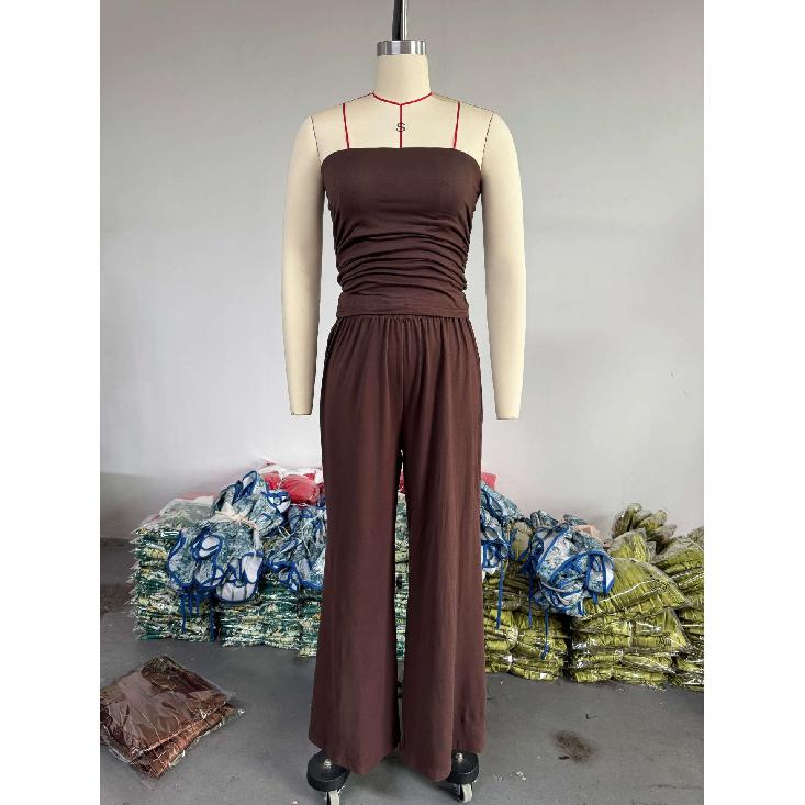 Women's 2026 Summer New Casual Outfit: Tube Top, Long Cardigan, Wide-Leg Pants Three-Piece Set