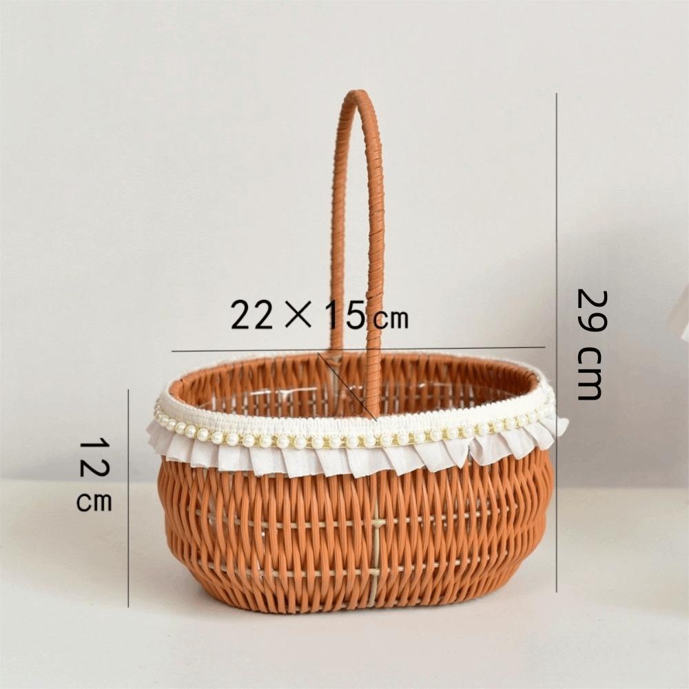 4 Styles Rattan Flower Basket Decorative Picnic Weaving Basket Wedding