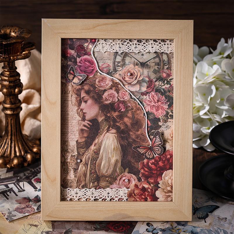 50 ks/balení retro květinový materiál papír DIY scrapbooking koláž odpadkový deník estetika kancelářské potřeby plánovač dekorace papír