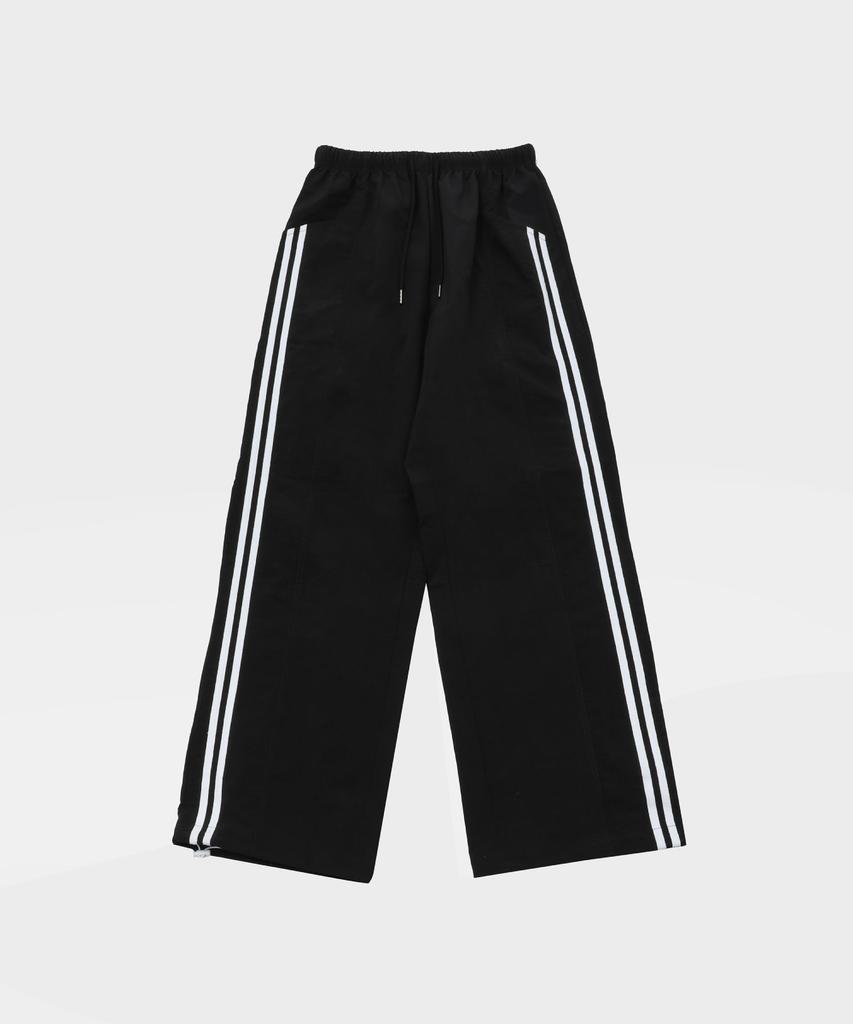 SLOW RECORD HOUSE Side Track Nylon Pants_Black