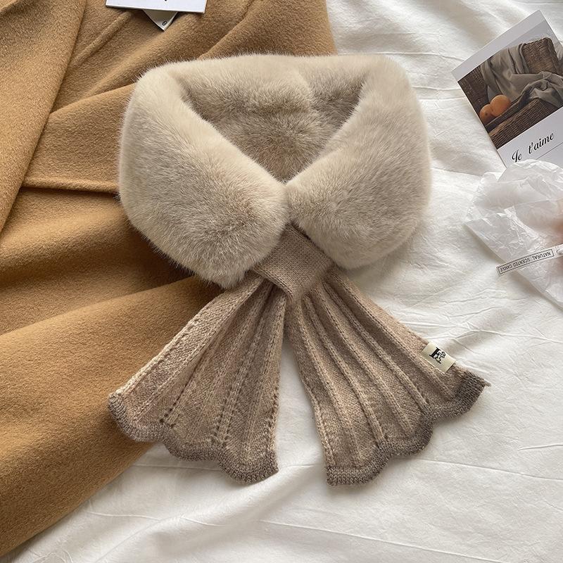 Soft waxy imitation rabbit hair knitted wool scarf female winter tide mermaid versatile student scarf