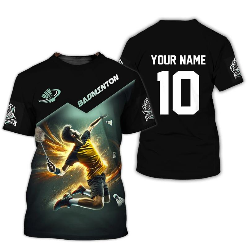 Badminton Sport T-shirt Men's Clothing Cool Novel 3D Print Sports Quick Dry Short Sleeve T Shirts Summer Gym Fitness Custom Tee