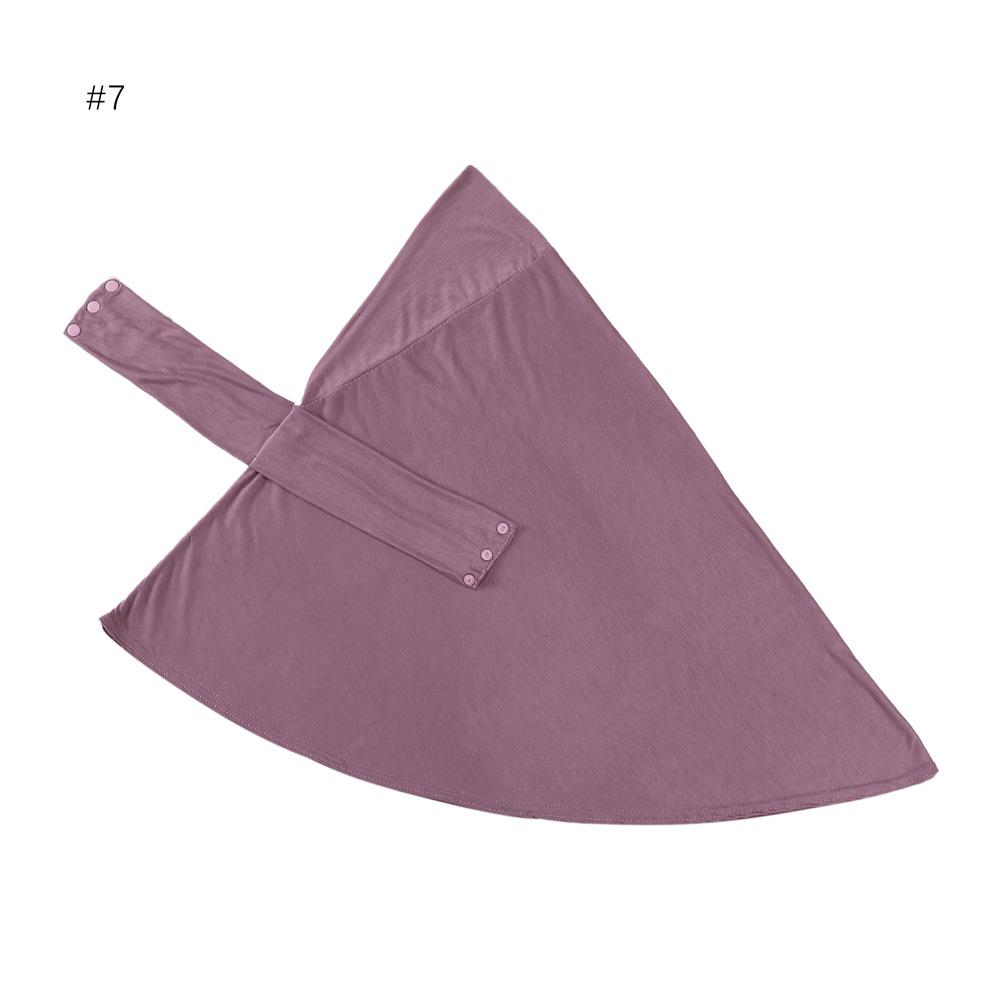 Plain Solid Modal Jersey Button Instant Hijab Cap Women Elastic Muslim Full Cover Snap Fastener Islam Foulards Bonnet Headband